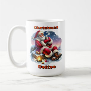 Santa Claus Enjoying a Warm Drink by the Fire Coffee Mug