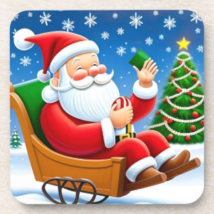 Santa Claus Enjoying Christmas Eve Coaster