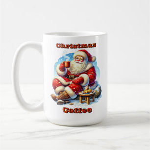 Santa Claus Enjoying Cookies and Warm Drink Coffee Mug