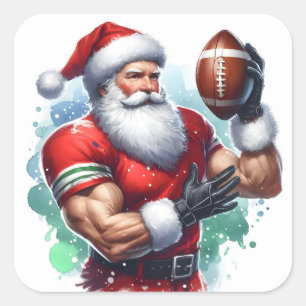 Santa Claus Enjoying Football in a Festive Setting Square Sticker