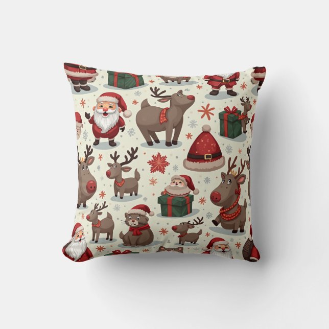 Santa Claus et Rudolph Coussin Cushion (Recto)