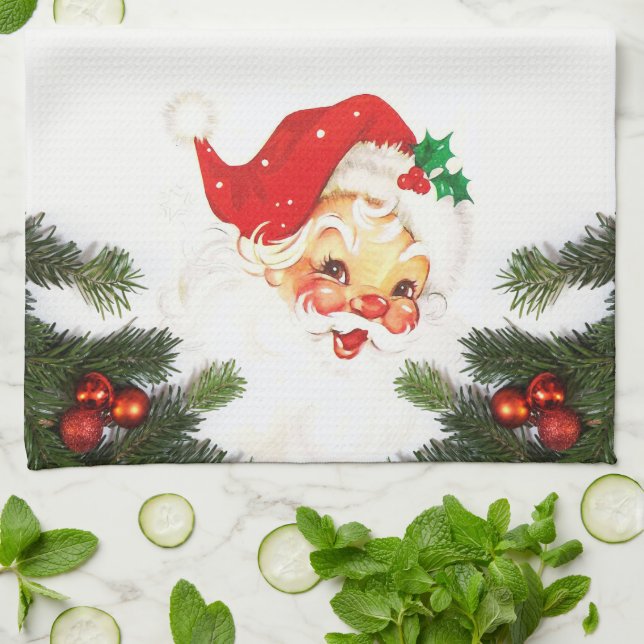 Santa Claus et verdure Serviettes de cuisine de No (Plié)
