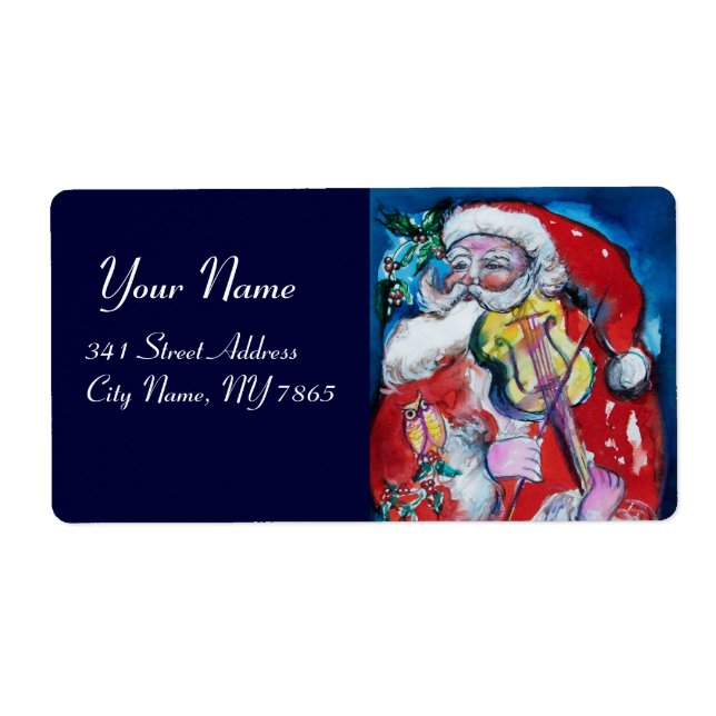 SANTA CLAUS ET VIOLIN Musique Noël Rouge Bleu (Devant)