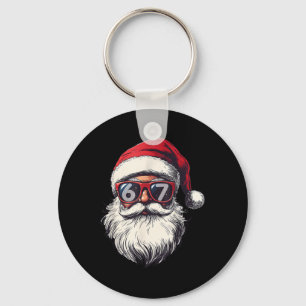 Santa Claus Face 67 Chirstmas Six Seven Bruh Meme  Keychain