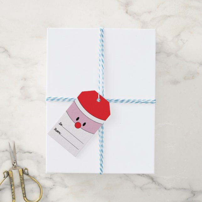 Santa Claus Face Christmas Gift Tags (With Twine)