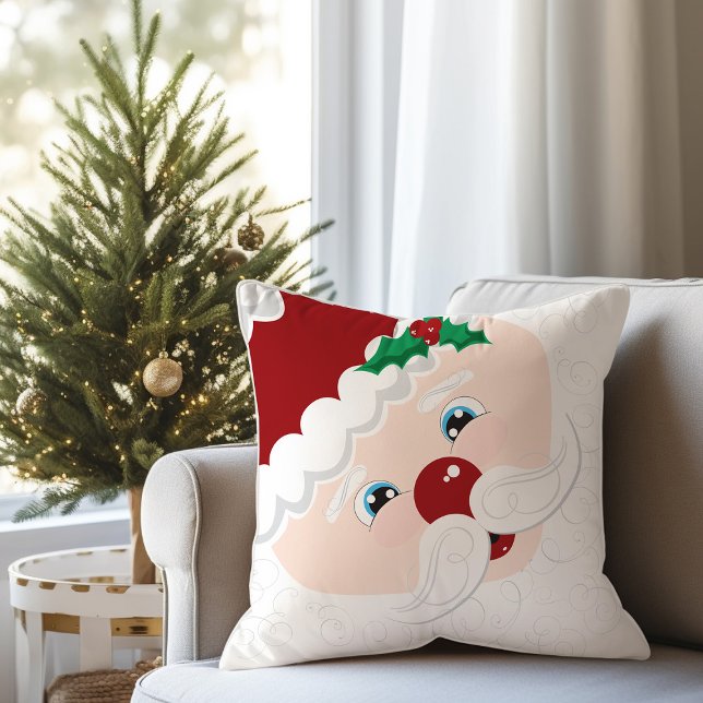 Santa Claus Face Christmas Throw Pillow (Creator Uploaded)
