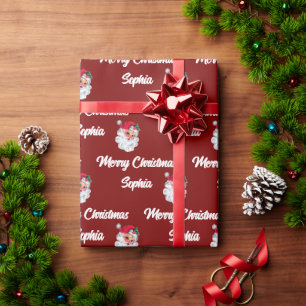 Santa Claus Face   Custom Christmas Holiday gift Wrapping Paper