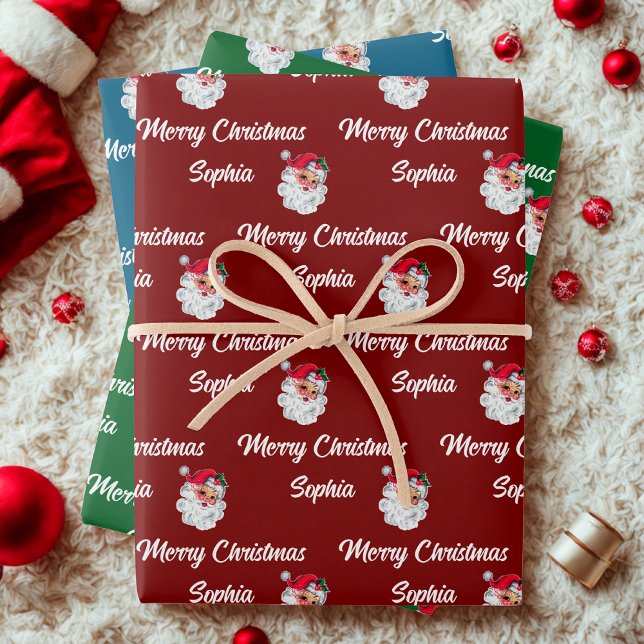 Santa Claus Face | Custom Christmas Holiday gift Wrapping Paper Sheet (Creator Uploaded)