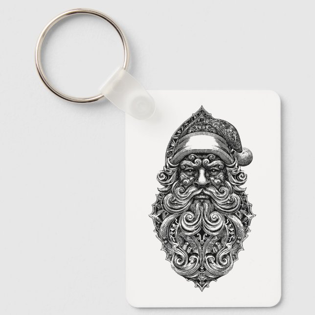 Santa Claus face ornament Keychain (Front)
