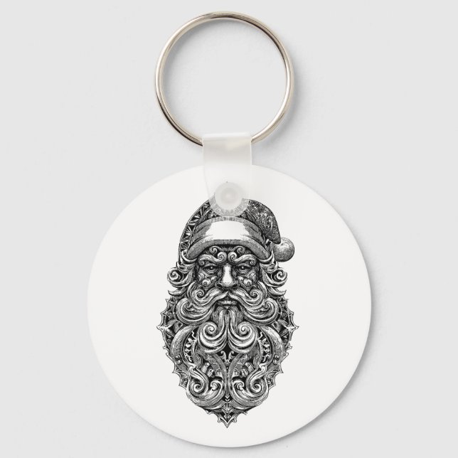Santa Claus face ornament  Keychain (Front)