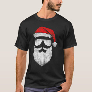 Santa Claus Face Sunglasses  With Hat Beard Christ T-Shirt