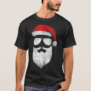 Santa Claus Face Sunglasses  With Hat Beard Christ T-Shirt