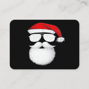 Santa Claus Face Sunglasses With Hat Beard Christm Business Card
