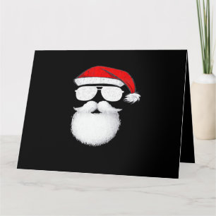 Santa Claus Face Sunglasses With Hat Beard Christm Card