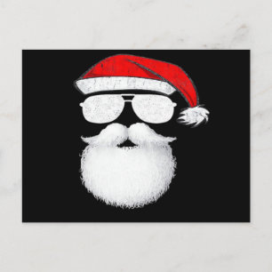 Santa Claus Face Sunglasses With Hat Beard Christm Holiday Postcard