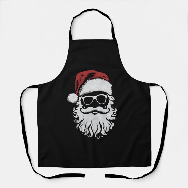 Santa Claus Face Sunglasses With Hat Beard Xmas Apron (Front)