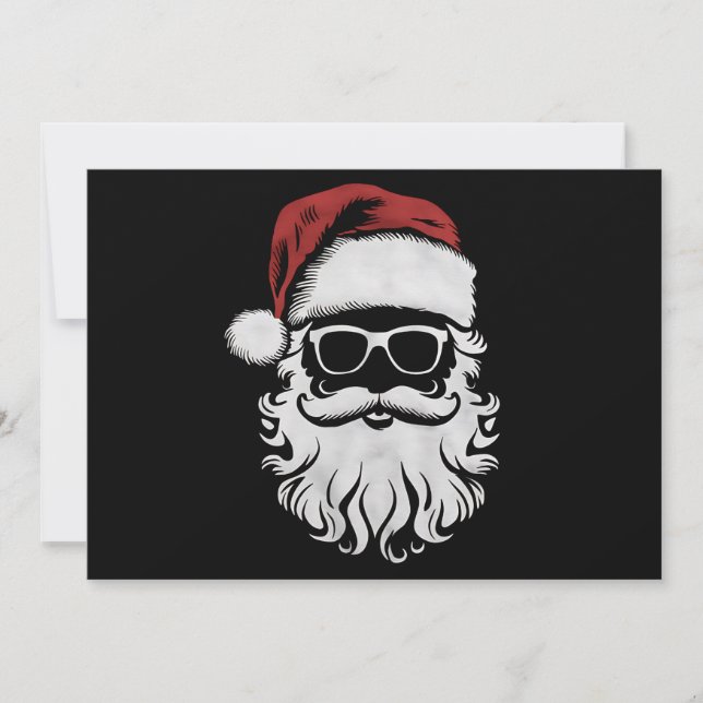 Santa Claus Face Sunglasses With Hat Beard Xmas Holiday Card (Front)