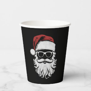 Santa Claus Face Sunglasses With Hat Beard Xmas Paper Cups