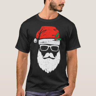 Santa Claus Face Sungles With Hat Beard Christmas T-Shirt