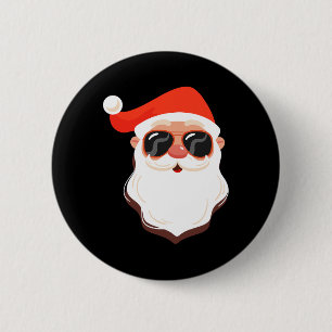 Santa Claus Face Sungles With Hat Beard Fun Christ 2 Inch Round Button