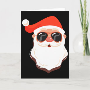 Santa Claus Face Sungles With Hat Beard Fun Christ Card