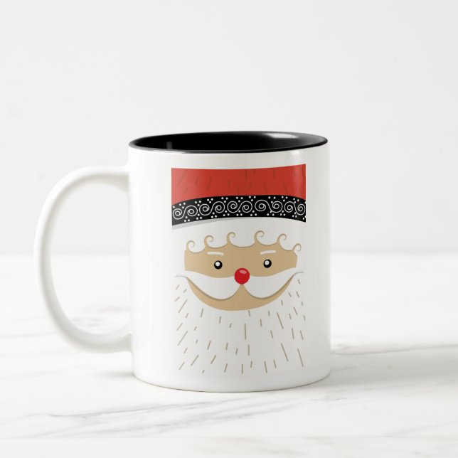 santa claus face Two-Tone coffee mug (Left)