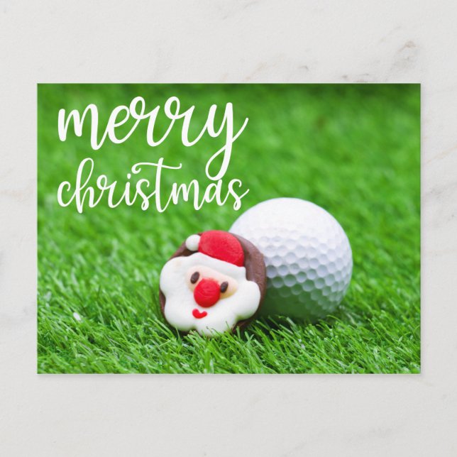 Santa Claus Face with golf ball on green  Postcard (Front)