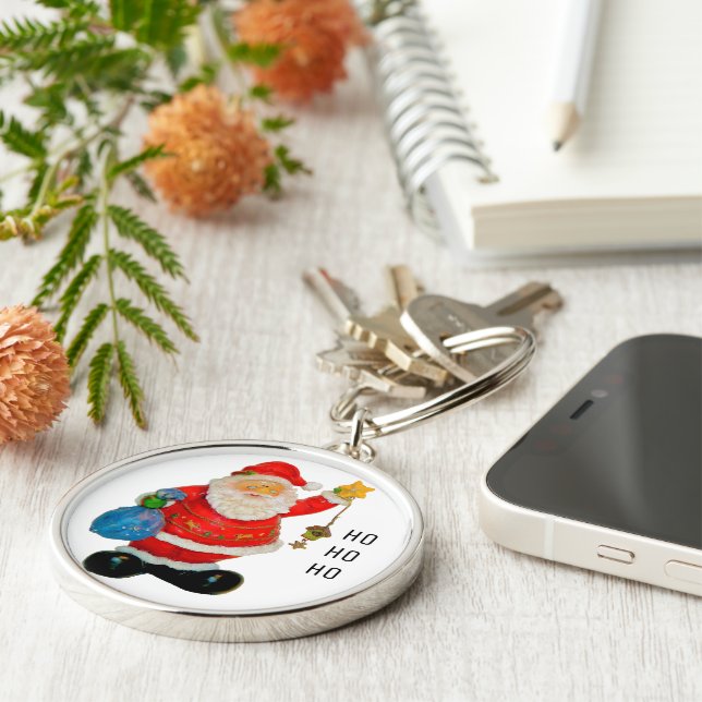 Santa Claus Father Christmas with Bag and Star Keychain (Side)