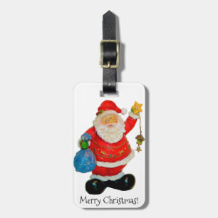 Santa Claus Father Christmas with Bag and Star Luggage Tag