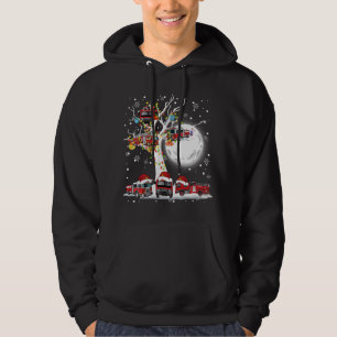 Santa Claus Fire Engines On Tree Christmas Pajama Hoodie
