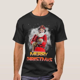 Santa Claus Fireman Firefighter Christmas T-Shirt