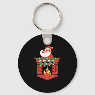 Santa Claus Fireplace Cket Funny Christmas  Keychain