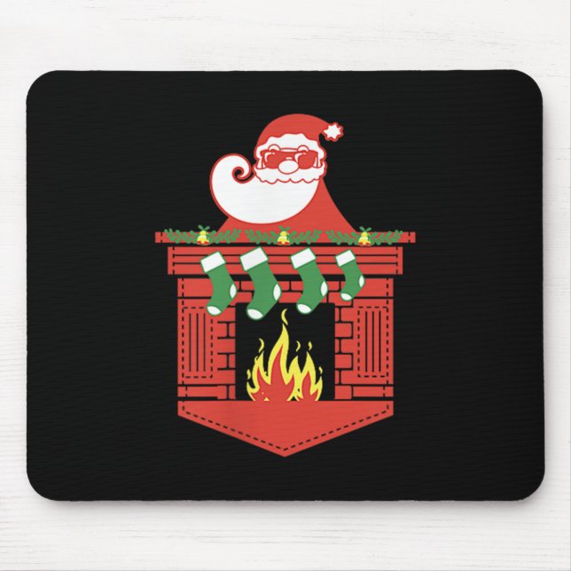 Santa Claus Fireplace Cket Funny Christmas  Mouse Pad (Front)