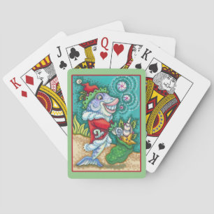 SANTA CLAUS FISH TALES, STARFISH, BAG OF SEASHELLS PLAYING CARDS
