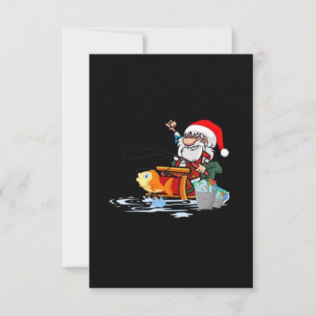 Santa Claus fishing during Christmas Invitation (Front)