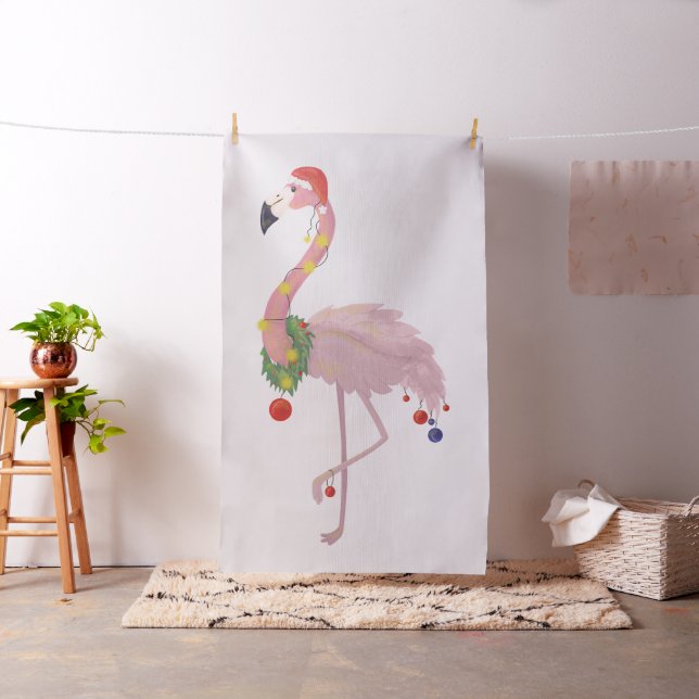 santa claus flamingo fabric (In Situ)