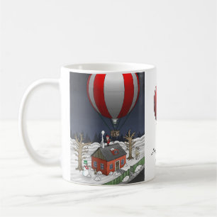 Santa Claus flies with a hot air balloon Coffee Mug