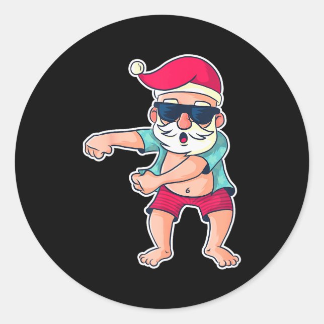 Santa Claus Floss Dance Christmas X-mas Gift  Classic Round Sticker (Front)