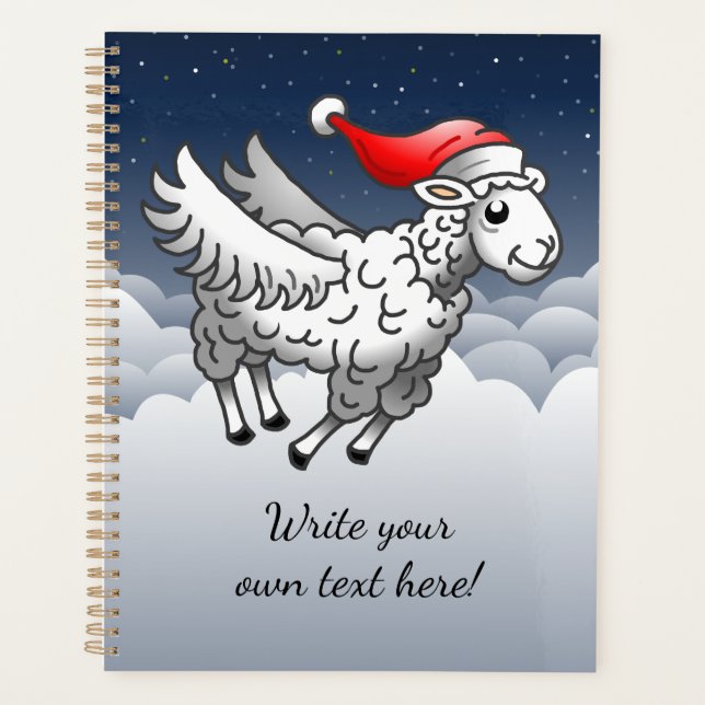 Santa Claus Flying Christmas Sheep Planner (Front)