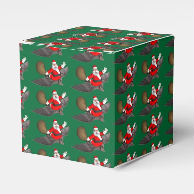 Santa Claus Flying On Bat Favor Box (Front Side)
