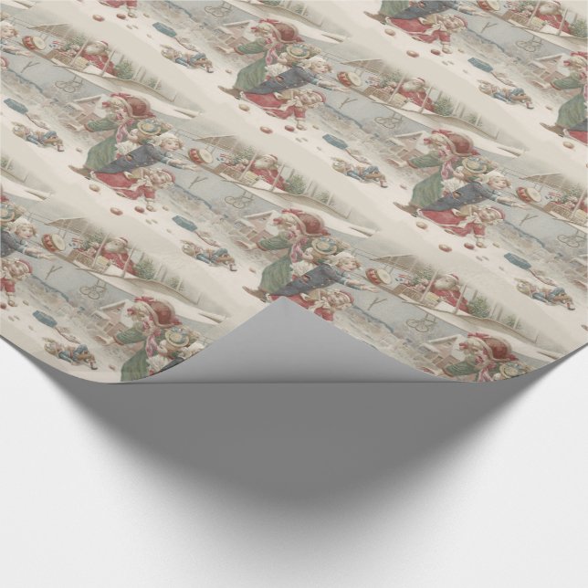 Santa Claus Flying Toys Christmas Tree Children Wrapping Paper (Corner)