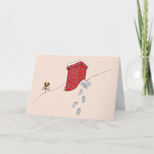Santa Claus Footprints Chimney Snow Weathervane Holiday Card