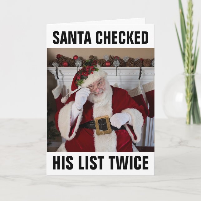 SANTA CLAUS FUNNY CHRISTMAS CARDS, NAUGHTY LIST CARD (Front)