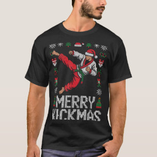 Santa Claus Funny Merry Kickmas Ugly Christmas Jiu T-Shirt