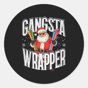 Santa Claus Gangsta Wrapper Funny Christmas  Classic Round Sticker