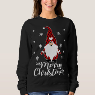 Santa Claus Garden Gnome Buffalo Plaid Merry Chris Sweatshirt