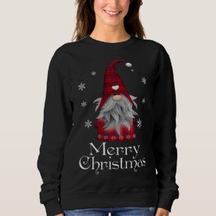 Santa Claus Garden Gnome Merry Christmas Plaid Sweatshirt