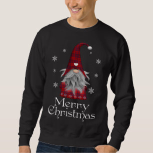 Santa Claus Garden Gnome Merry Christmas Plaid Sweatshirt