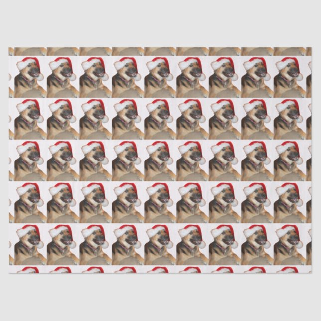Santa Claus German Shepherd Tissue Paper (Front)