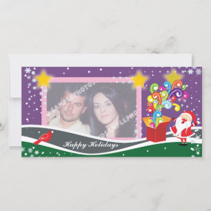 Santa Claus, Gift Box And Cardinal Photo Cards